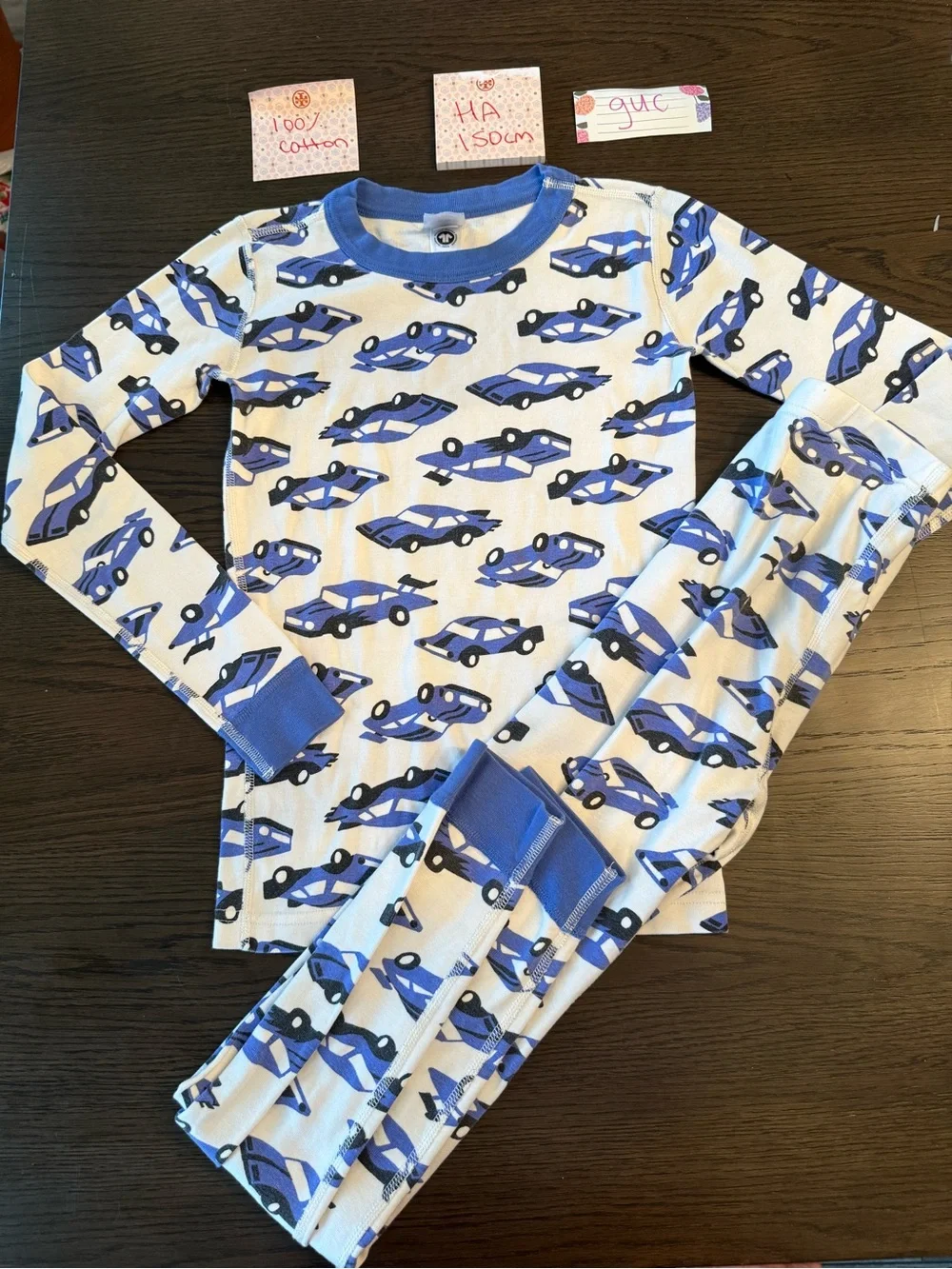 Hanna andersson 150 cm long John Kids Blue Car Print Pajama Set
